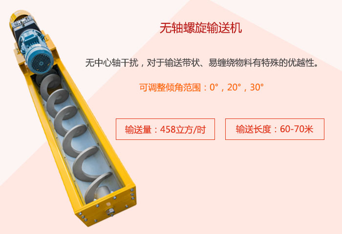 采用無軸設(shè)計，適合輸送粘性強(qiáng)、易堵塞的物料